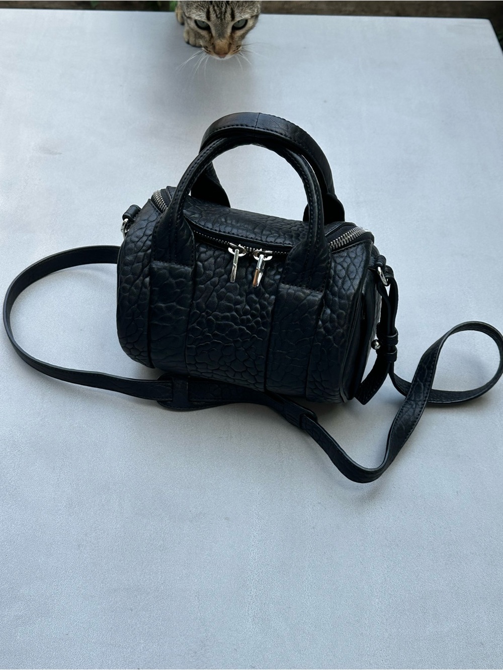 Alexander Wang Mini Rockie Black Bubble Leather Studded Crossbody Bag